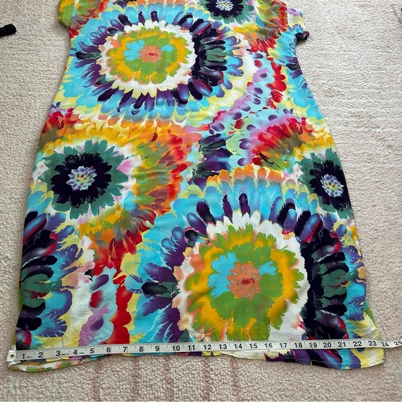Seven Islands Floral Tie Dye Midi Dress Dolman Sleeve Cocoon Style Size Large XL - Picture 11 of 13